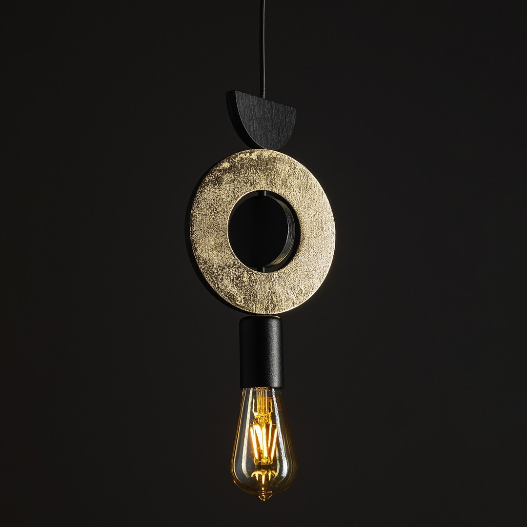 Lampa Wisząca DROPS WOOD F Czarny Brązowy 1xE27