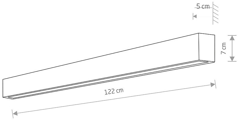 Kinkiet STRAIGHT Grafitowy 1xT8 22W LED 3000K 122cm