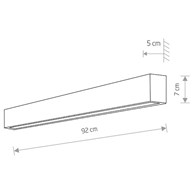 Kinkiet STRAIGHT Czarny 1xT8 16W LED 3000K 92cm