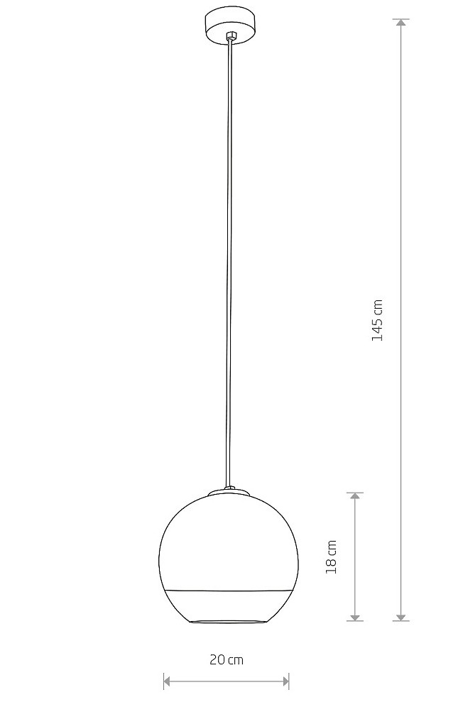 Lampa Wisząca GLOBE PLUS Czarny Srebrny Szklany Klosz 1xE27 20 cm