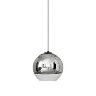 Lampa Wisząca GLOBE PLUS Czarny Srebrny Szklany Klosz 1xE27 25 cm