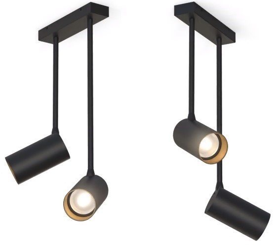 Lampa Sufitowa SPOT MONO LONG Czarny Złoty 2xGU10