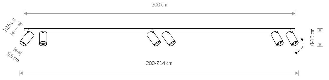 Lampa Sufitowa SPOT MONO Złoty Czarny 6xGU10