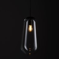 Lampa Wisząca PEAR L Czarny Szklany Klosz 1xE27 22cm