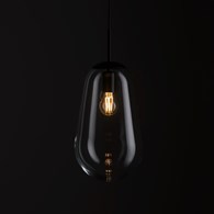 Lampa Wisząca PEAR M Czarny Szklany Klosz 1xE27 22cm