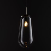 Lampa Wisząca PEAR L Czarny Złoty Szklany Klosz 1xE27 22cm