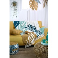 Koc ALOHA 125x150 wzór liście frędzle