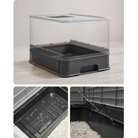 Zamykana szara kuweta z wysuwaną tacą