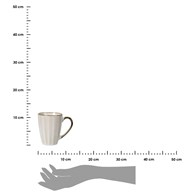 Kubek ceramiczny Queen 370 ml wzór 3 Elegancki kubek do kawy i herbaty, wykonany z ceramiki z wytłaczanym wzorem i dekoracyjną obręczą w kolorze złoto miedzianym o pojemności 370 ml