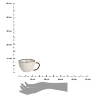 Kubek ceramiczny Queen 400 ml wzór 3 Elegancki, pojemny kubek do kawy i herbaty, wykonany z ceramiki z wytłaczanym wzorem i dekoracyjną obręczą w kolorze złoto miedzianym o pojemności 400 ml