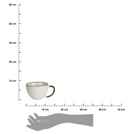 Kubek ceramiczny Queen 400 ml wzór 4 Elegancki, pojemny kubek do kawy i herbaty, wykonany z ceramiki z wytłaczanym wzorem i dekoracyjną obręczą w kolorze złoto miedzianym o pojemności 400 ml