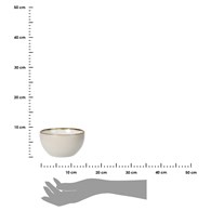 Miska ceramiczna Queen 650 ml wzór 2 Elegancka salaterka, miseczka, wykonana z ceramiki z wytłaczanym wzorem i dekoracyjną obręczą w kolorze złoto miedzianym o pojemności 650 ml i wymiarach: 7,6x14 cm