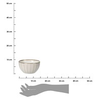Miska ceramiczna Queen 650 ml wzór 3 Elegancka salaterka, miseczka, wykonana z ceramiki z wytłaczanym wzorem i dekoracyjną obręczą w kolorze złoto miedzianym o pojemności 650 ml i wymiarach: 7,6x14 cm