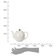Dzbanek ceramiczny Queen 1100 ml wzór 1 Elegancki czajniczek do zaparzania kawy, herbaty i ziół, wykonany z ceramiki z wytłaczanym wzorem i dekoracyjną obręczą w kolorze złoto miedzianym o pojemności 1100 ml