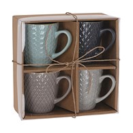 Zestaw kubków ceramicznych 4 szt 300 ml W stylu Glamour w czterech różnych wzorach i pastelowych kolorach zapakowanych w eleganckie pudełko o pojemności 300 ml