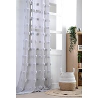Firana POMPINOU 140x260 pompony srebrna