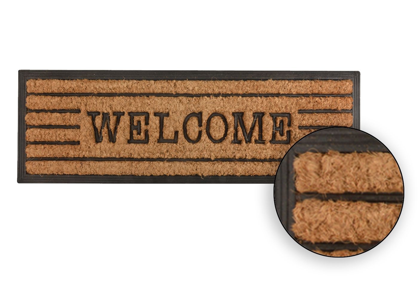 Wycieraczka Welcome z włókna kokosowegoOzdobna, wycieraczka renomowanej marki Esschert Design wykonana z włókna kokosowego oraz gumy o wymiarach: 25x75 cm