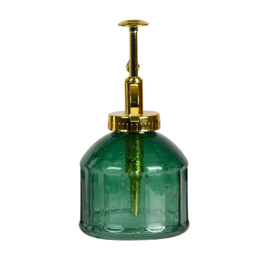 Rozpylacz do wody i perfum zielono złoty Szklany spryskiwacz w stylu vintage, sprawdzi się zarówno w domu jak i w ogrodzie, rozpyla delikatną mgiełkę