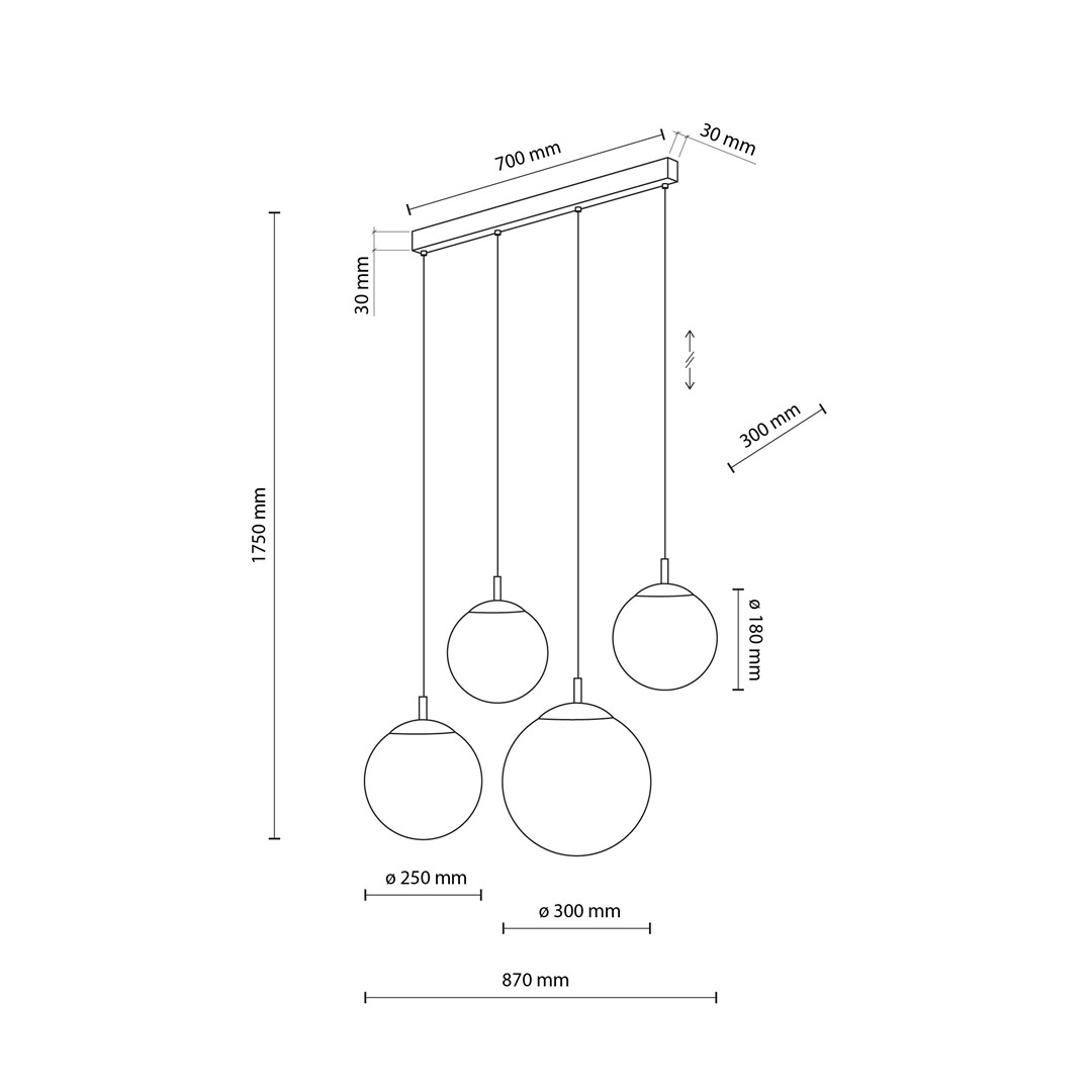 Lampa Wisząca ESME Biały Czarny Szklane Klosze 4xE27 87cm