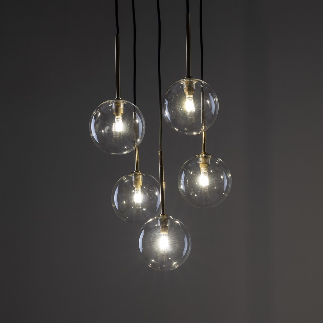 Lampa Wisząca NILOS Czarny Złoty Szklane Klosze 5xG9
