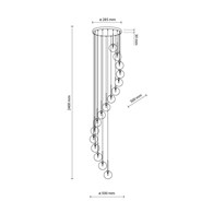 Lampa Wisząca AURORA Czarny Złoty Szklane Klosze 16xG9 220cm