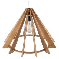 Lampa Wisząca ERIS Czarny Brązowy Drewniany Abażur 1xE27 50cm