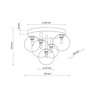 Lampa Sufitowa NILOS Czarny Złoty Szklane Klosze 5xG9