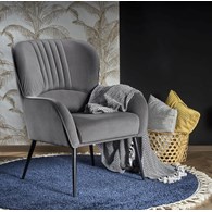 Fotel wypoczynkowy Verdon Velvet popiel Stalowe nogi, obicie wykonane z wysokiej jakości welurowej tkaniny, stanowił będzie eleganckie uzupełnienie wystroju salonu lub sypialni