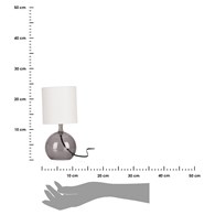 Lampa stojąca biała ze szklaną podstawą Elegancka lampa stołowa z abażurem w białym kolorze wraz ze szklaną, okrągłą podstawą, wysokość: 24 cm