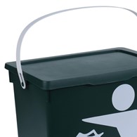 Kosz na śmieci zielony Bio 12 L Pojemnik na odpady, z pokrywą i rączką, wykonany z tworzywa sztucznego w kolorze zielonym, o wymiarach: 27x16x31 cm