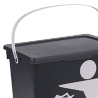 Kosz na śmieci, pojemnik szary Bio 12 L Pojemnik na odpady, z pokrywą i rączką, wykonany z tworzywa sztucznego w kolorze szarym, o wymiarach: 27x16x31 cm