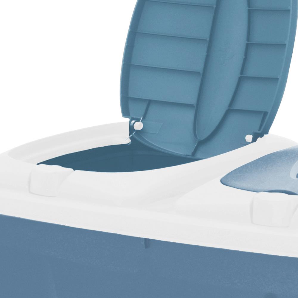 Kosz pojemnik na śmieci 2x25L granatowyWykonany z tworzywa, stylowy śmietnik dwu-komorowy z dwoma pokrywami