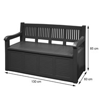 Ławka ogrodowa ze skrzynią Sofa do ogrodu i na taras ze schowkiem wykonana z mocnego i odpornego tworzywa o wymiarach: 130x85x60 cm